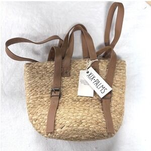 XIX Palms Insulated Picnic Backpack Cooler Woven Jute Tropical Palm Lining New
